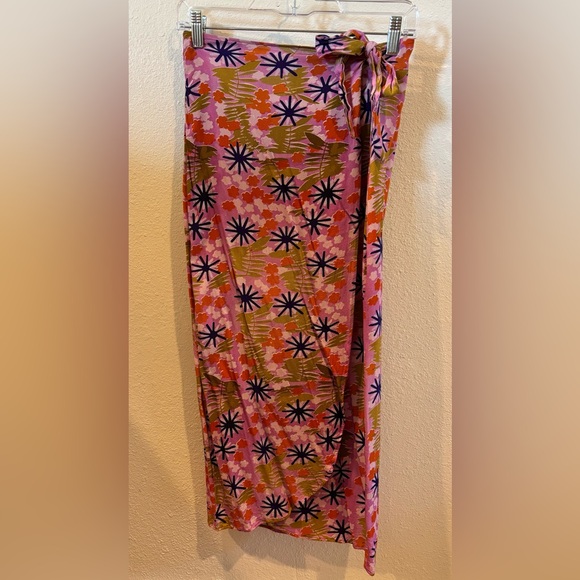 Vera Wang x Anthropologie Pink and Orange Floral Midi Skirt - Picture 5 of 15